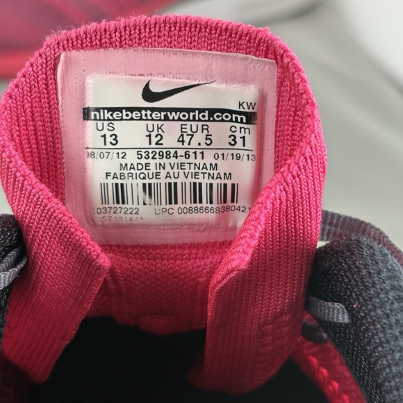 Nike Flyknit Trainer Mens Size 13 Pink White Running Shoes 532984-611 - Picture 9 of 10